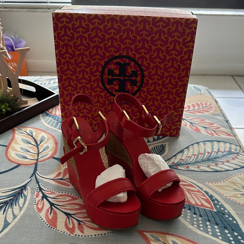 Tory Burch Red Wedge Sandals